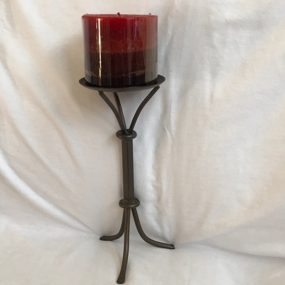 Rod iron candle holder-11” tall- 3 foot- 5” base - Picture 1 of 4